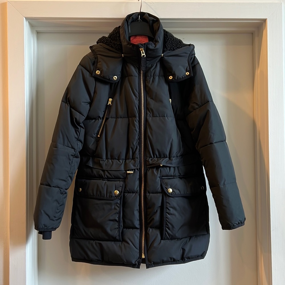 J. Crew Chateau Signature Puffer Jacket Black Size Small